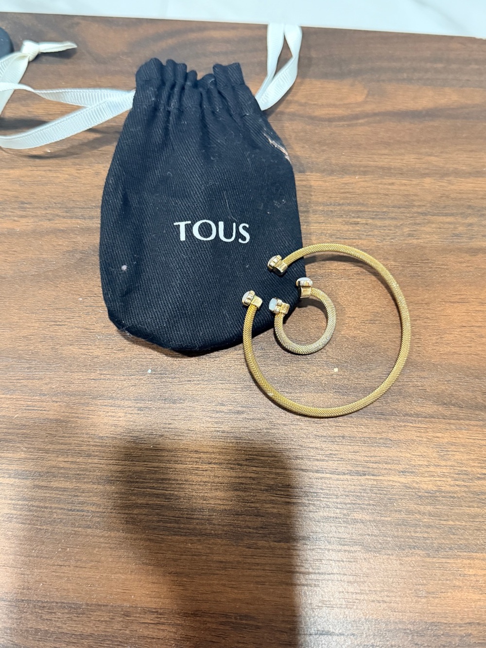TOUS Gold-Tone Bracelet Ring Set Gold Mesh  Accent Bear